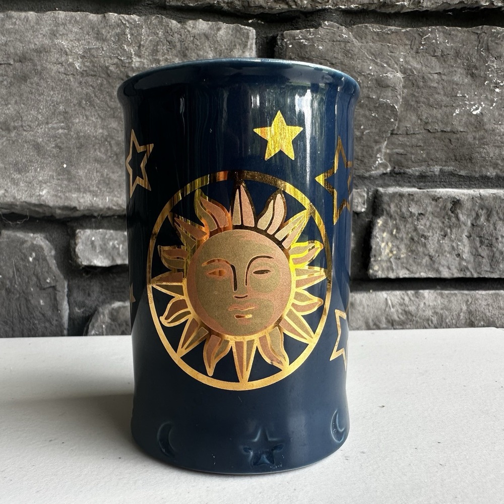 Vintage SPRINGMAID Celestial Cosmos Tumbler Bathroom Cup Sun Moon Stars 90s Y2K